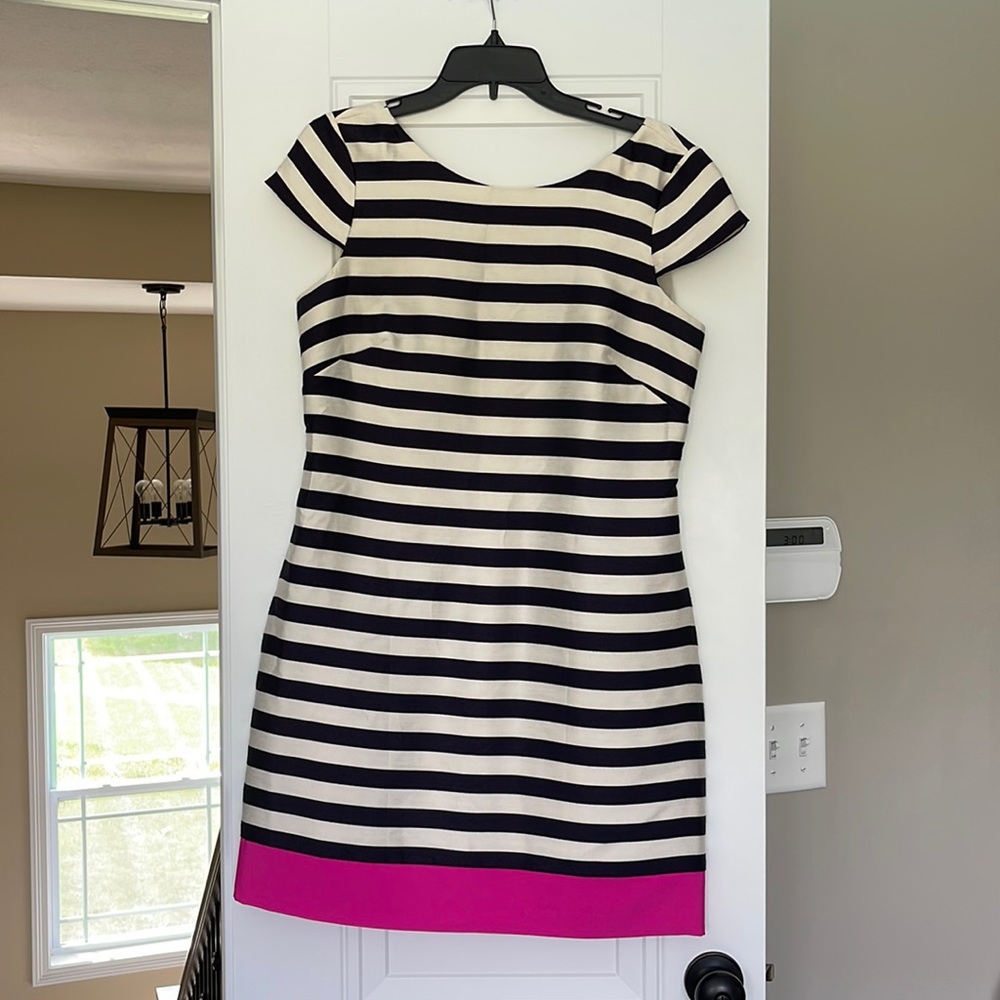 Eliza J Dress, Size 8, Navy and Pink Striped, EUC - Worn Just Once!